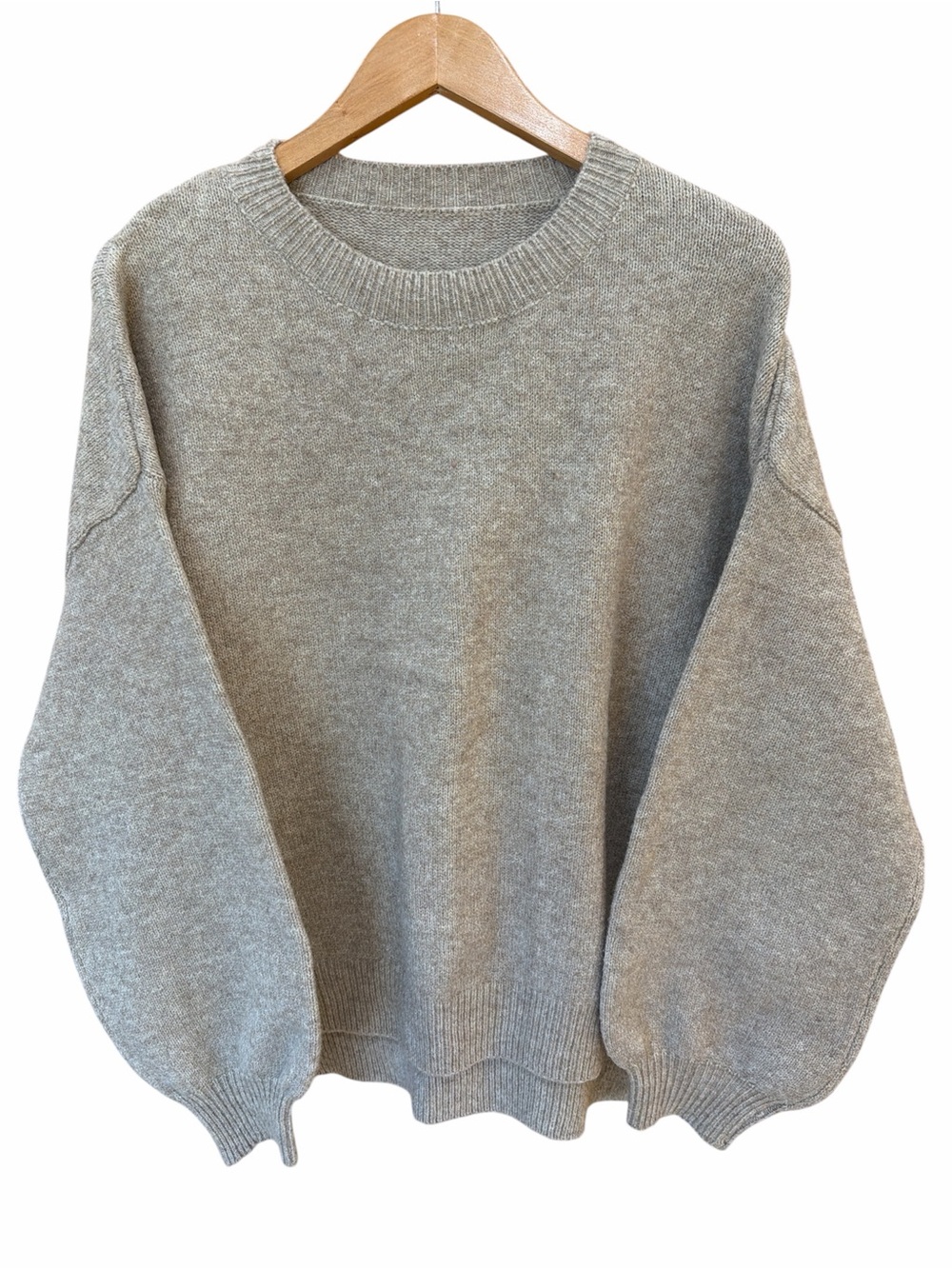 Brand New Tik Tok Shop Viral Crewneck Balloon-Sleeve Sweater in Light Tan